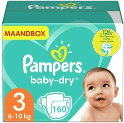 Pampers baby-dry maat 3 - BIG PACK - 160 stuks - 6 tot 10 kg- 12h bescherming