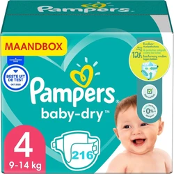 Pampers - Baby Dry - Maat 4 - Maandbox - 216 luiers - 9/14 KG