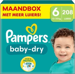 Pampers - Baby Dry - Maat 6 - Maandbox - 208 stuks - 13+KG Pampers - Baby Dry - Maat 6 - Maandbox - 208 stuks - 13+KG