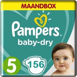 Pampers Baby Dry Maat 5 - 156 Luiers Maandbox Pampers Baby Dry Maat 5 - 156 Luiers Maandbox