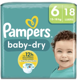 Pampers Baby-Dry Luiers Maat 6 13-18 KG 18 Stuks Pampers Baby-Dry Luiers Maat 6 13-18 KG 18 Stuks