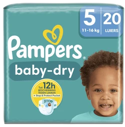 Pampers Baby-Dry Luiers Maat 5 11-16 KG 20 Stuks Pampers Baby-Dry Luiers Maat 5 11-16 KG 20 Stuks