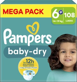 Pampers - Baby Dry - Maat 6+ - Mega Pack - 108 luiers Pampers - Baby Dry - Maat 6+ - Mega Pack - 108 luiers