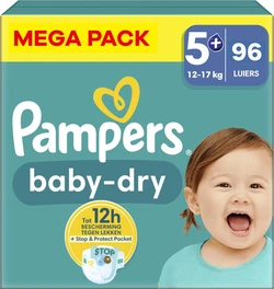 Pampers - Baby Dry - Maat 5+ - Mega Pack - 96 stuks Pampers - Baby Dry - Maat 5+ - Mega Pack - 96 stuks