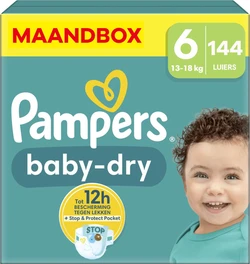 Pampers - Baby Dry - Maat 6 - Maandbox- 144 luiers Pampers - Baby Dry - Maat 6 - Maandbox- 144 luiers