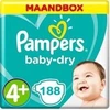 Pampers Baby Dry Maat 4+ - 188 Luiers Maandbox Pampers Baby Dry Maat 4+ - 188 Luiers Maandbox