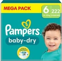 Pampers Baby Dry maat 6 (13-18KG) - 222 luiers Pampers Baby Dry maat 6 (13-18KG) - 222 luiers