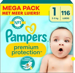 Pampers - Premium Protection - Maat 1 - Mega Pack - 116 stuks Pampers - Premium Protection - Maat 1 - Mega Pack - 116 stuks