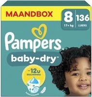 Pampers - Baby Dry - Maat 8 - Maandbox - 136 Stuks Pampers - Baby Dry - Maat 8 - Maandbox - 136 Stuks