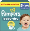 Pampers - Baby Dry - Maat 5+ - Mega Maandbox - 200 Stuks Pampers - Baby Dry - Maat 5+ - Mega Maandbox - 200 Stuks