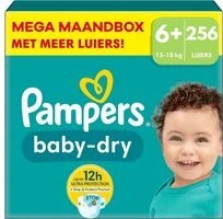 Pampers Baby-Dry luiers - Maat 6+ (14-19KG) - 256 luiers Pampers Baby-Dry luiers - Maat 6+ (14-19KG) - 256 luiers